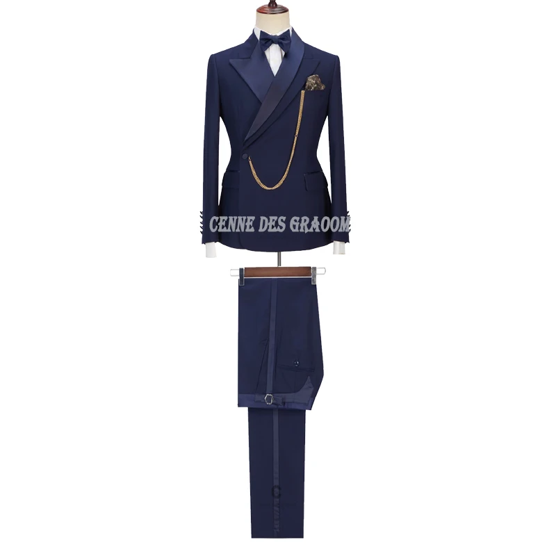 

Cenne Des Graoom Turkey Design Men Suits Tuxedo 2 Pieces blue color Wedding Party Singer Groom Costume