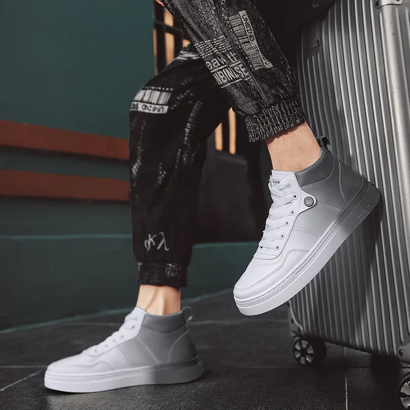 

Мужские высокие кроссовки с вулканизированной подошвой, темно-синие уличные повседневные универсальные кроссовки с градиентом, весна-осен...