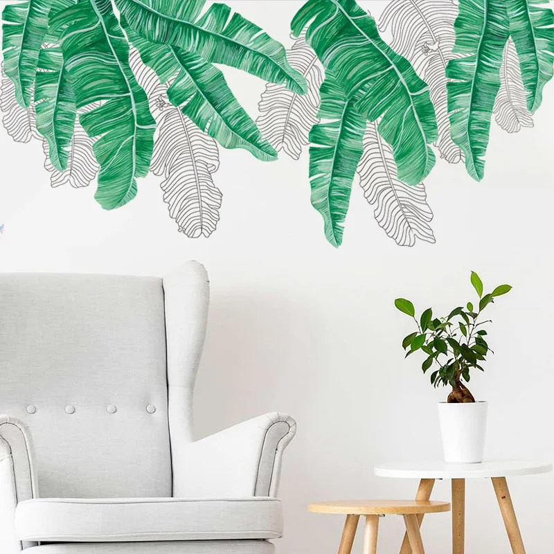 Тропическая растительность большие листья настенные Стикеры обои для гостиной