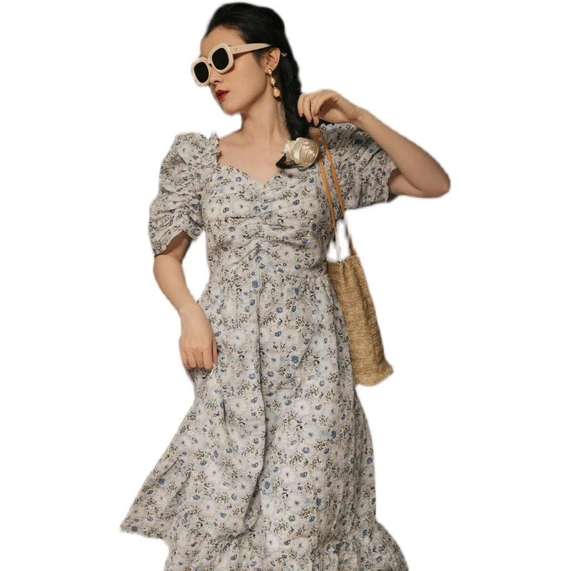 

COIGARSAM Vintage Fashion Women dress Short Sleeve Solid Long Dresses 0278