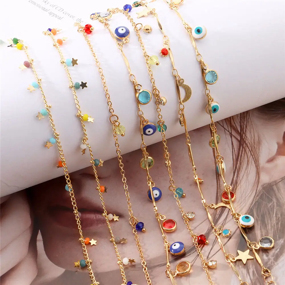 Мода смайлик с клипсами Дурной глаз красочные крошечные бусины кулон ножные
