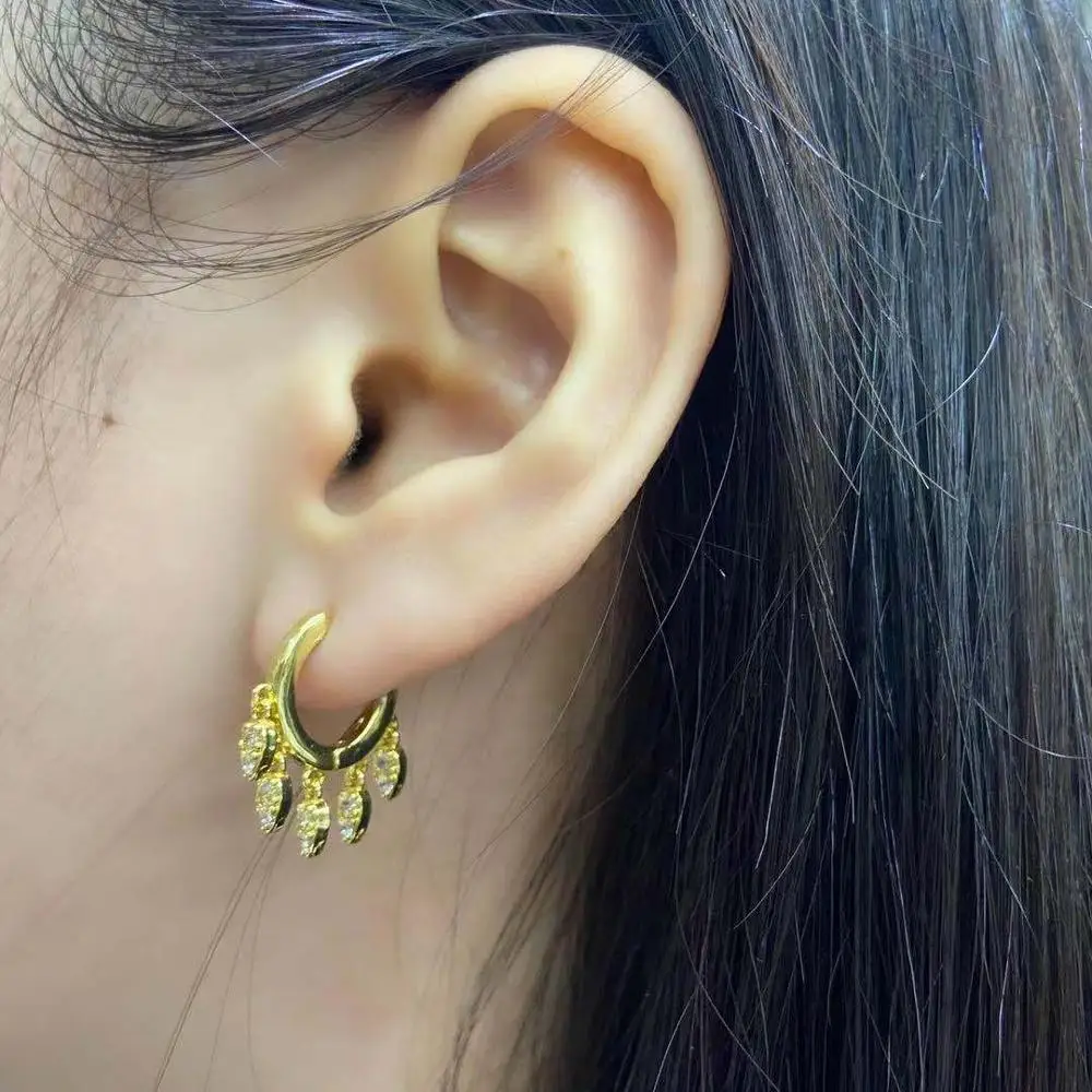 

HECHENG, Small Circle Hoop Earrings for Women,CZ star moon Earrings ,Female Statement Jewelry