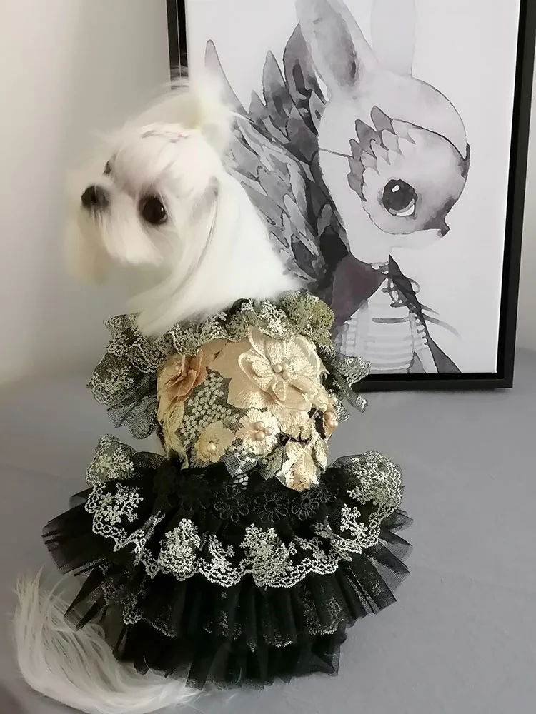 Бесплатная доставка платье для собаки ручной работы Одежда домашних животных