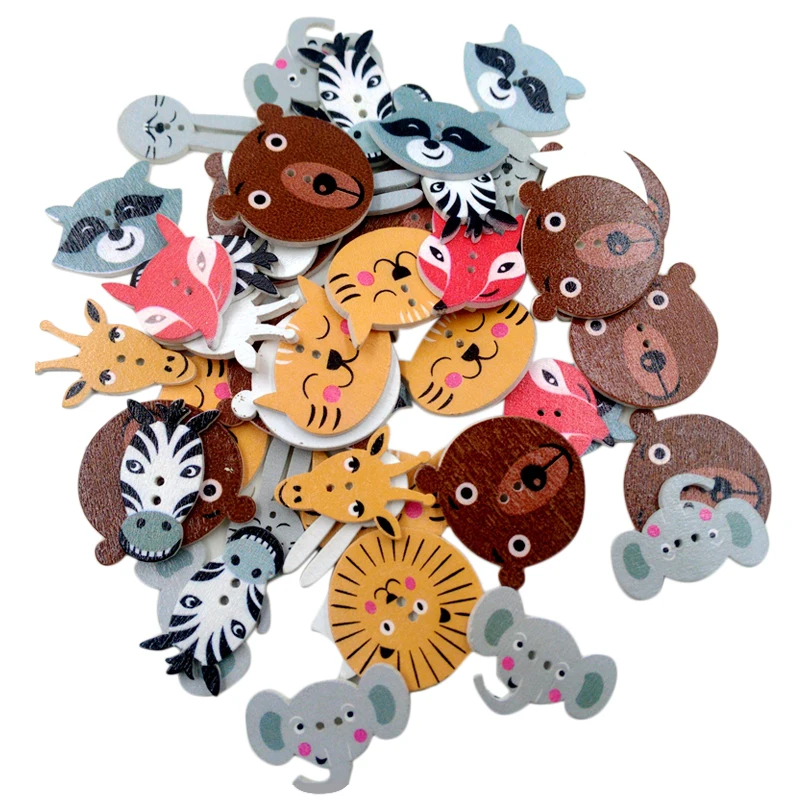 

50pcs Mixed Animal Shape 2 Hole Wooden Buttons for Scrapbooking Christmas