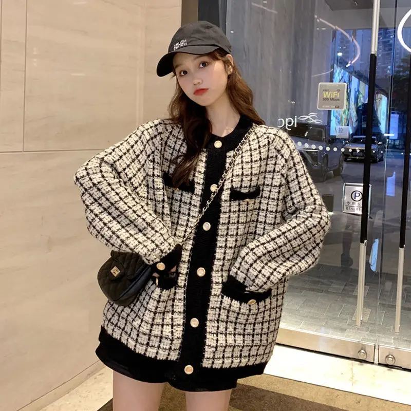 

Camisola cardigan casaco feminino coreano solto outono e inverno novo estilo estilo estrangeiro camisola topo