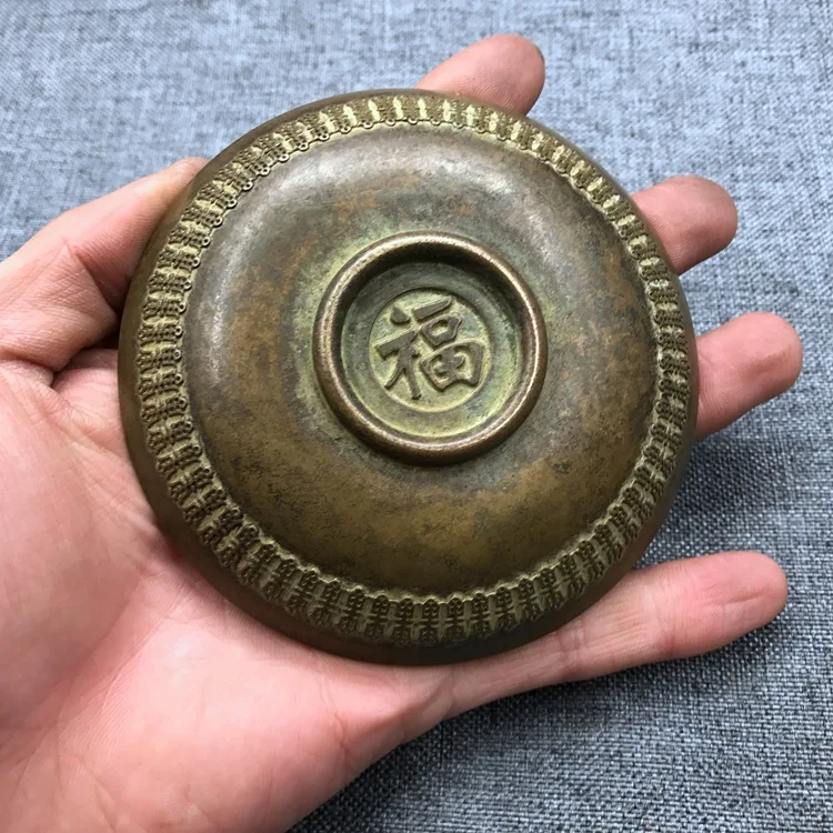 

LAOJUNLU Old Copper Thick Copper Plate Small Dish Cheng Feng Chengxiang Fushou Small Plate Copper Coaster Tea Tray Pen Case