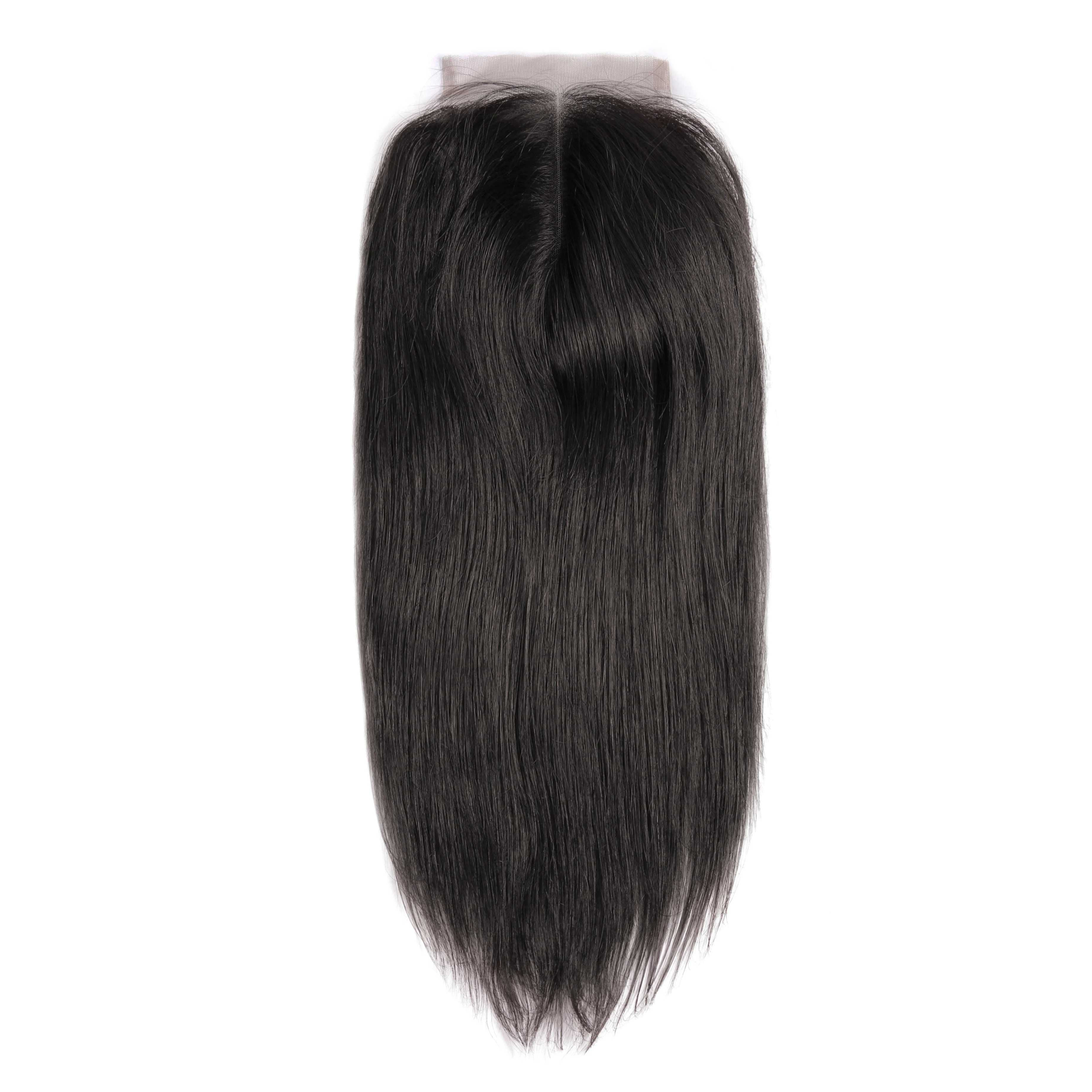 Прямые человеческие волосы 3 пряди 5х5 закрытие индийские натуральные для