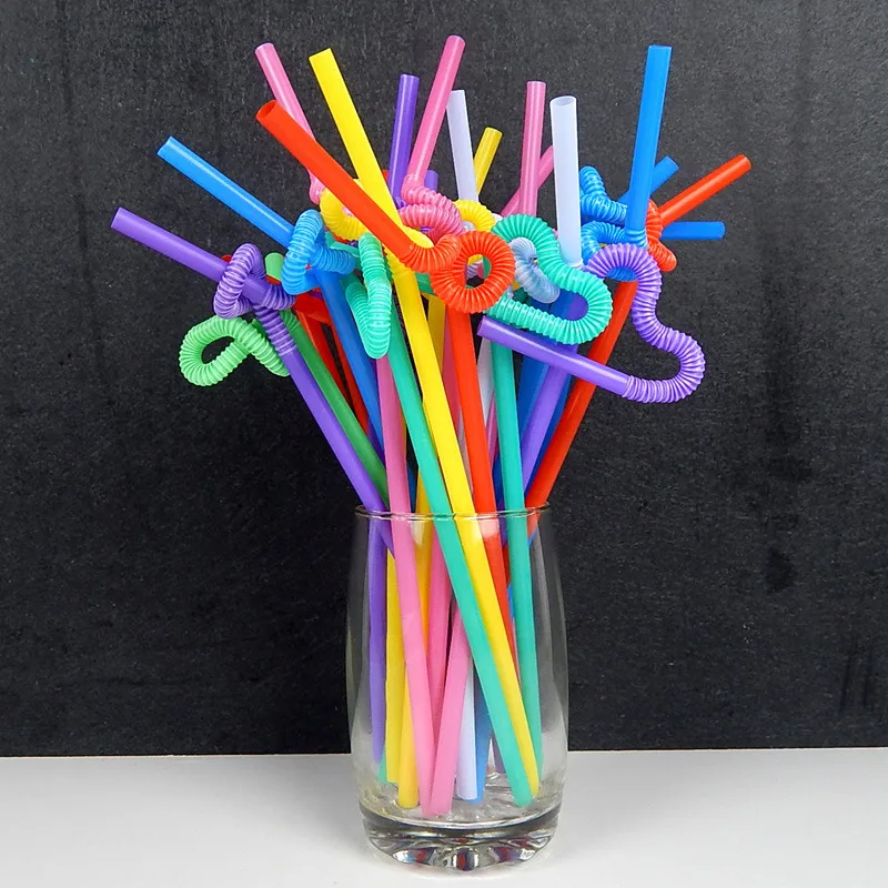 

Disposable Straws Bendable Juice Drinking Flexible 26cm Safe For Home Party Bar GRSA889