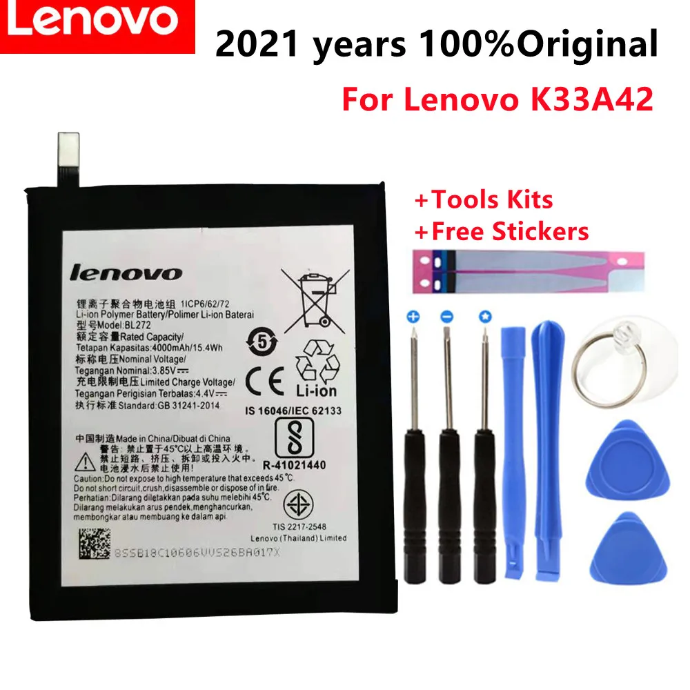 

100% Оригинальный аккумулятор 4000 мАч BL272 для Lenovo Vibe K6 Power для Lenovo XT1662 K33A42, сменные батареи