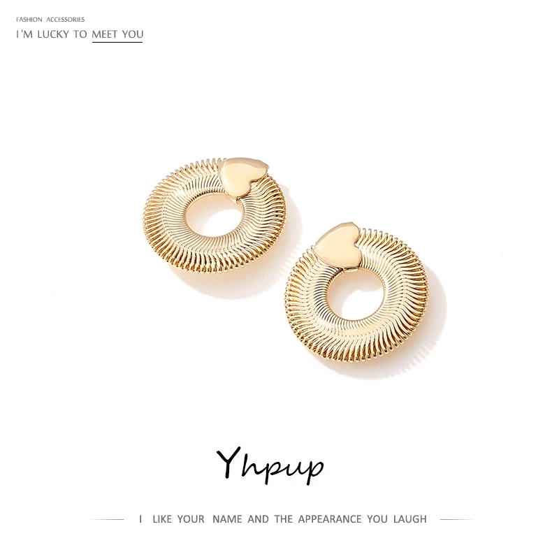 Yhpup темпераментные брендовые золотые серьги гвоздики в форме сердца медные