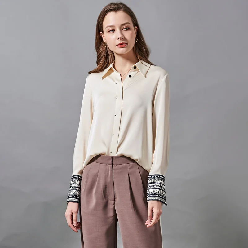 

2021 New Spring Blouse Women's Ol Temperament Versatile Heavy 100% Real Silk Shirt