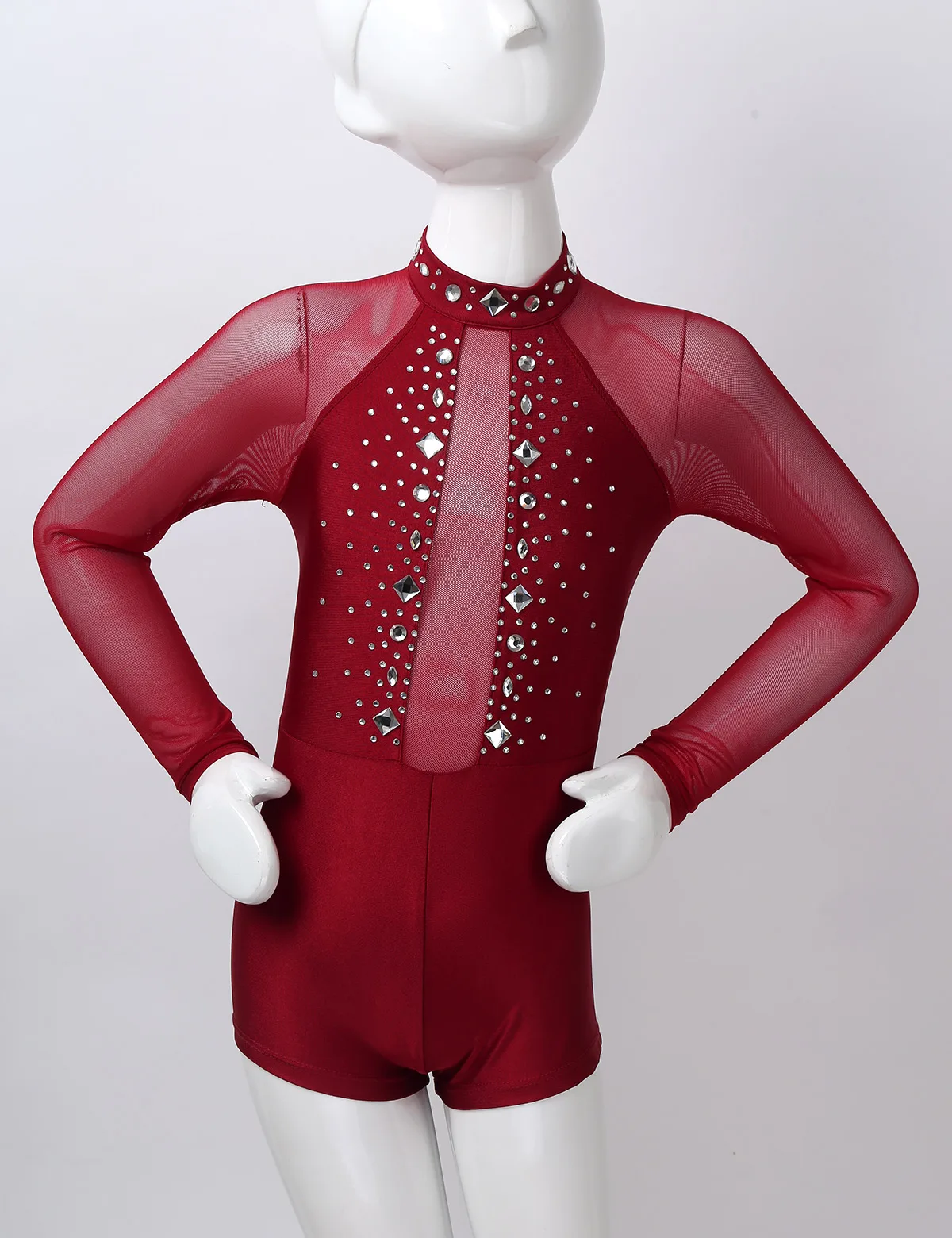 Детские блестящие стразы для девочек Фатиновая танцевальная одежда с длинными