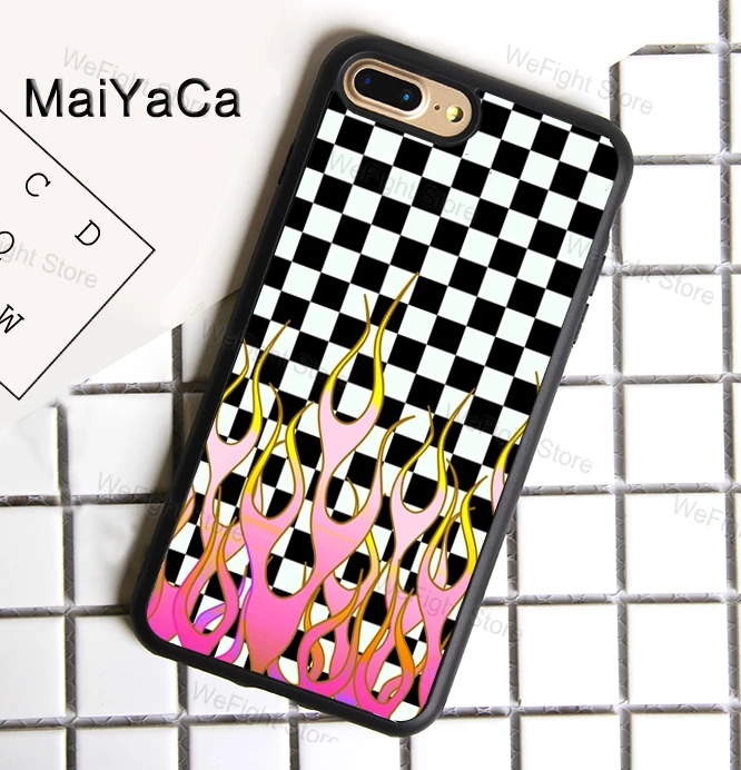 MaiYaCa клетчатая шахматная доска пламя чехол для телефона для iphone 11 Pro MAX X XR XS MAX 6 6S 7 8 Plus 5 5S ТПУ задняя крышка Fundas