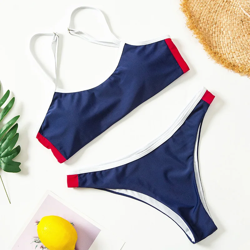 Сексуальный спортивный комплект бикини купальник на бретелях-спагетти женский