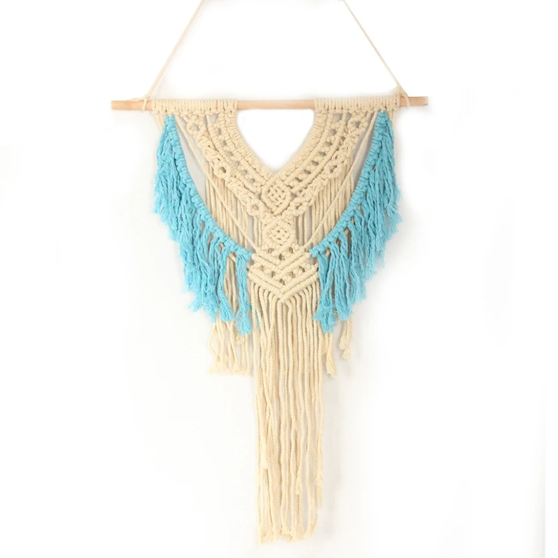 

Macrame Woven Wall Hanging Tapestry Boho Chic Bohemian Apartment Dorm Room Home Decoration Photo Props 50x110cm