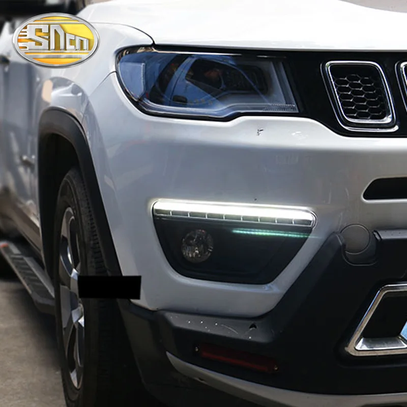 Дневной ходовой светильник для Jeep Compass 2017 2018 2019 динамический желтый с поворотным