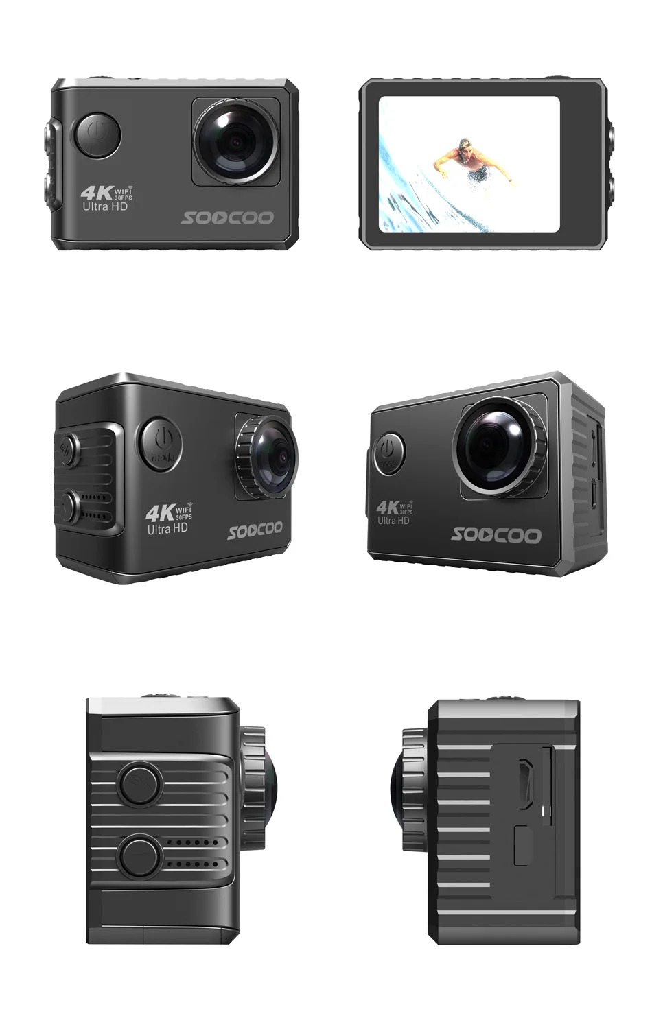 SOOCOO F500 4K экшн и спортивные Камера 4 K/30fps видео 16MP с пультом дистанционного управления Управление HiSilicon чипом серии 2 дюймов Сенсорный экран