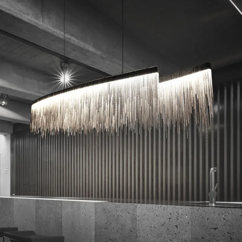 Светодиодный алюминиевый подвесной светильник с цепочкой, лампы для гостиной L150 см