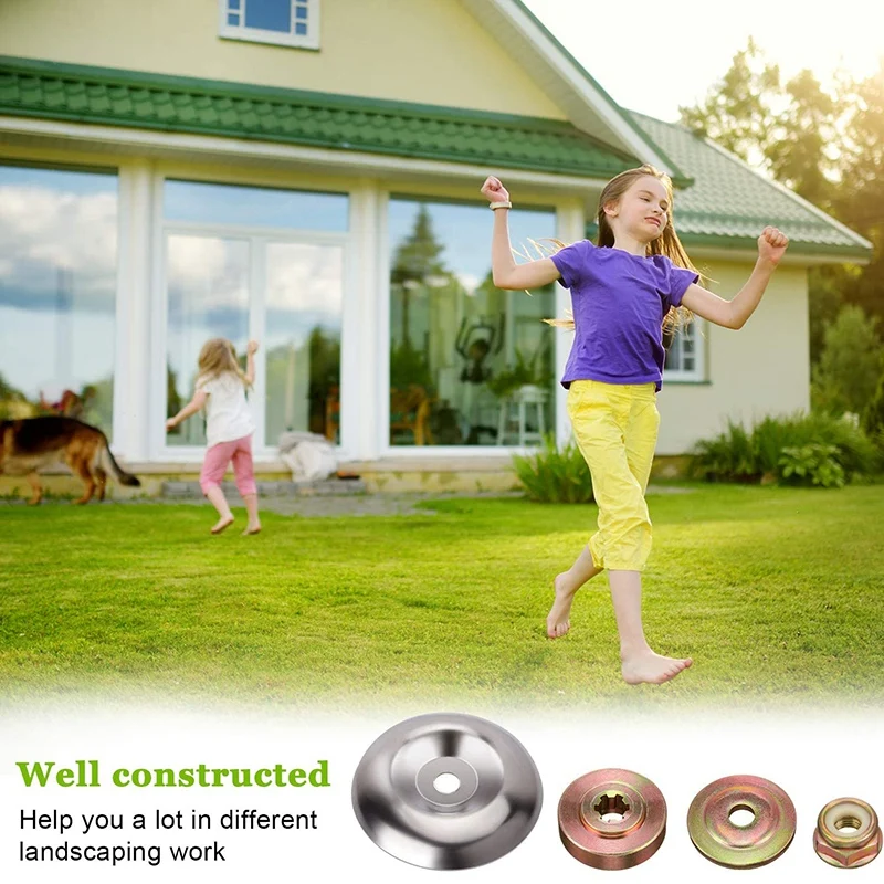

8 Pieces Weed Lawnmower Blade Adapter Kit Weed Grass Blade Adapter Include Thrust Washer Rider Plate Collar Nut