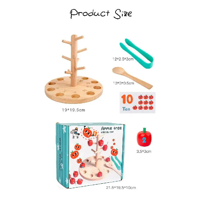 

Montessori Teaching Aids For Children Apple Picking Toys Happy Orchard Puzzle Game Fruit Tree Picking Digital Matching Cognition