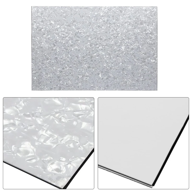 

3Ply PVC with Bass Guitar Pickguard Material Sheet DIY Untrimmed 16.9X11.4X0.09 In, Pearl White