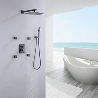 concealed wall shower set black constant temperature hot and cold shower rain shower set