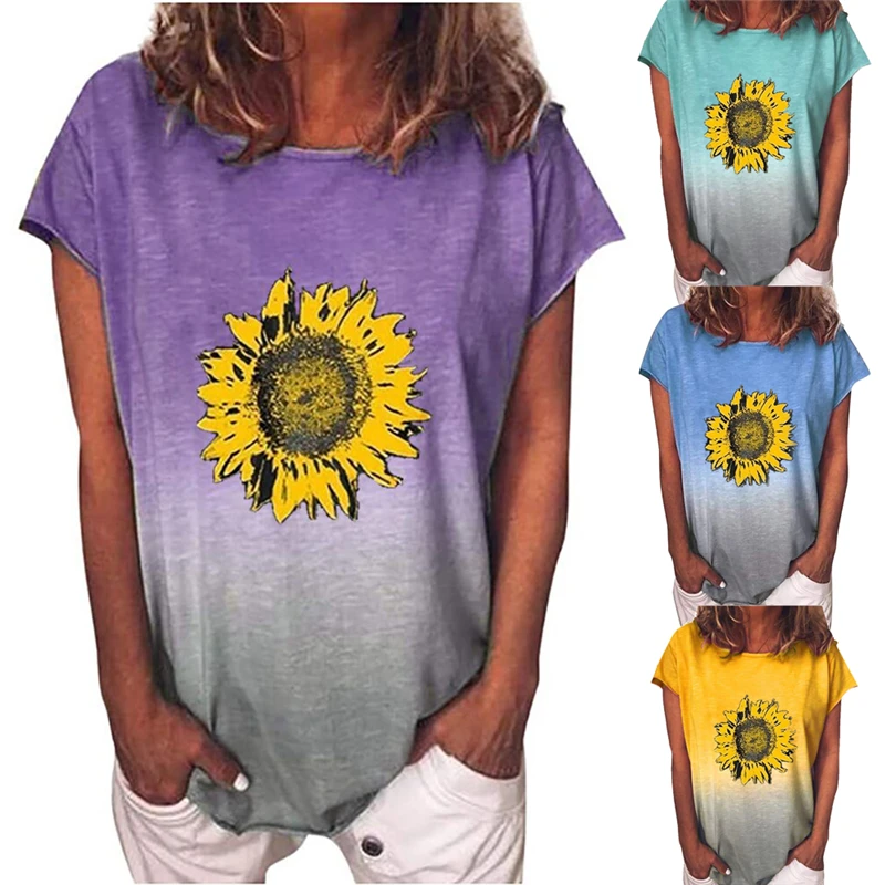 

Футболка женская с цветочным принтом, повседневный Свободный Топ с коротким рукавом, облегающая пикантная рубашка, 4 цвета, на лето