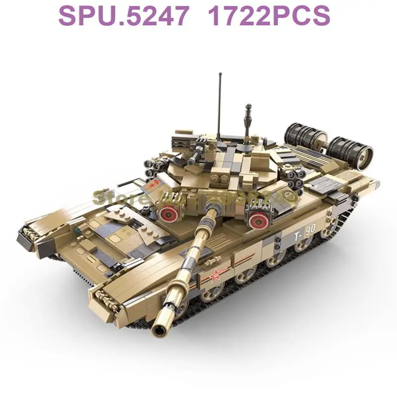 1722pcs Military Remote Control Rc T90 Main Battle Tank 3 Dolls Building Blocks Toy | Игрушки и хобби