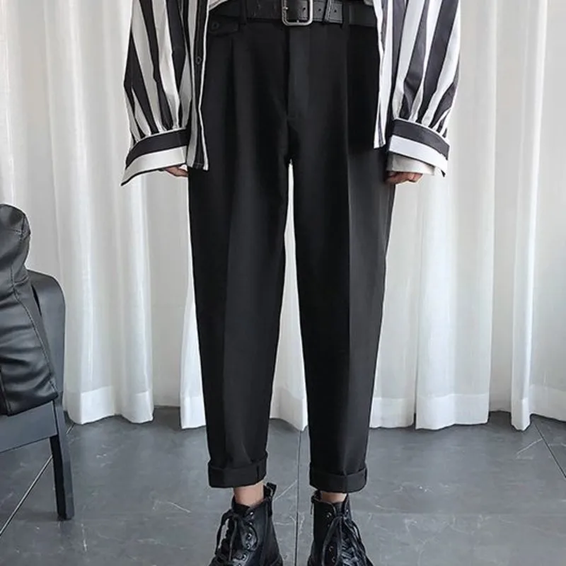 

Dress Pants Men Slim Fashion Business Suit Pants Men Wild Loose Straight Pants Mens Streetwear Solid Color Casual Pants S-3XL