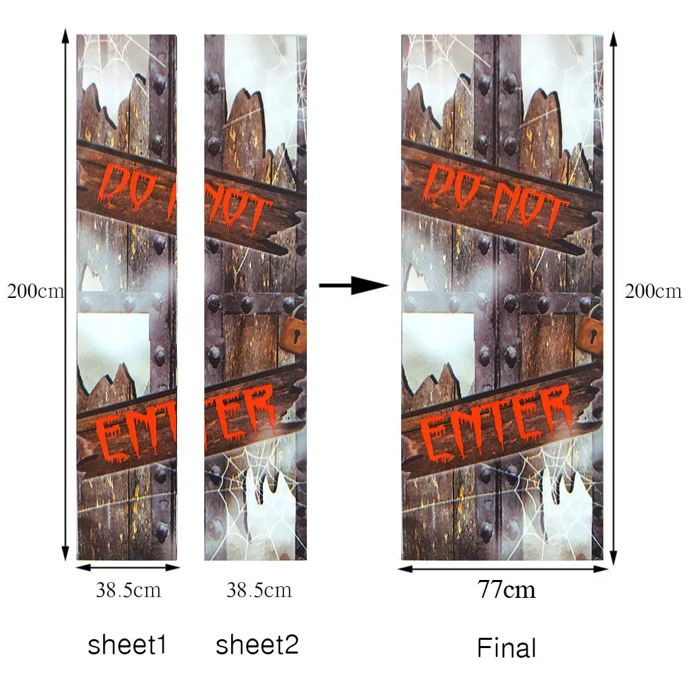 

2Pcs/Set 3D Door Wallpaper Murals Wall Stickers Halloween Self-Adhesive Vinyl Removable Art Door Decals DIY Home Decor