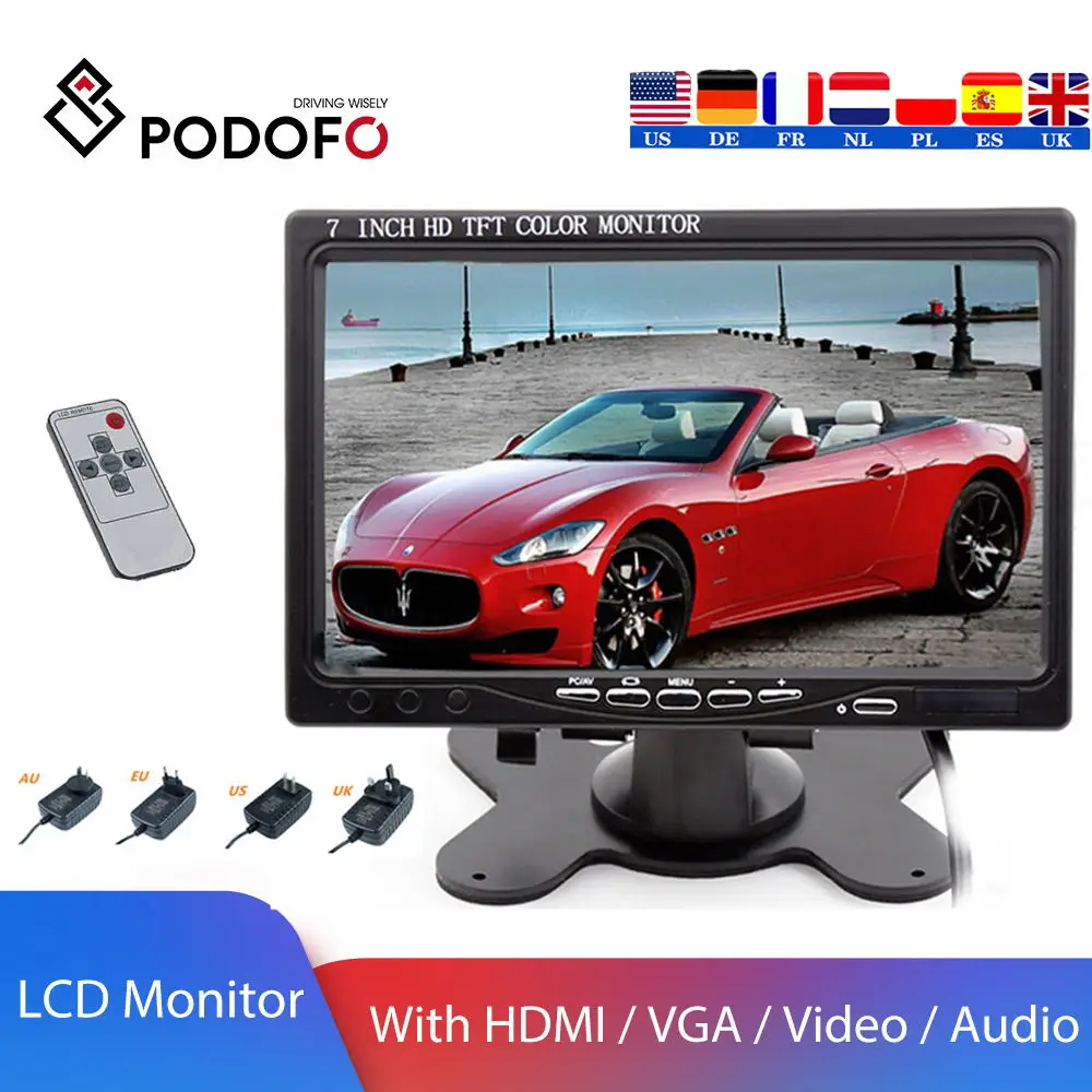 Мини монитор Podofo с ЖК дисплеем 7 дюймов HDMI/ VGA/видео/аудио|Мониторы| |