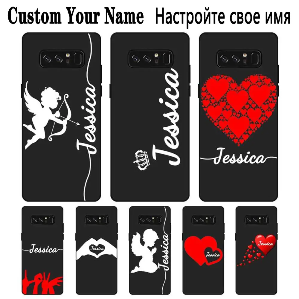 Flower Custom Name DIY Black Soft TPU Silicone Case Cover For Samsung Galaxy Note 3 4 5 8 9 10 Plus M10 M20 M30 Grand Prime |