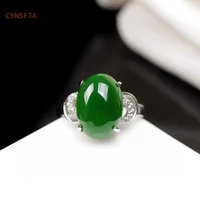 cynsfja new real rare certified natural hetian jasper womens rings 925 silver nephrite green jade ring fine jewelry amulet gift