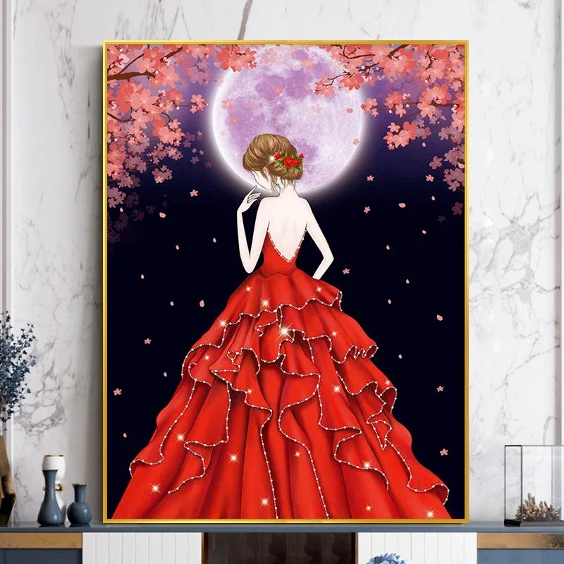 

DIY Cartoon Moonlight Bride Wedding Girl Diamond Painting Full Diamond Embroidery Cross Stitch Embroidery Home Decoration Gift