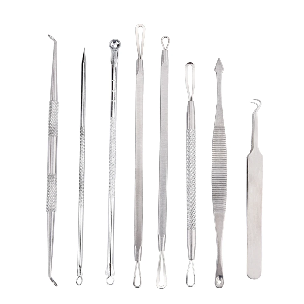 

8pcs/set Blackhead Remover Tool Kit Acne Needles Stainless Steel Extractor Tools Blemish Facial Pore Cleaner Face Skin Care