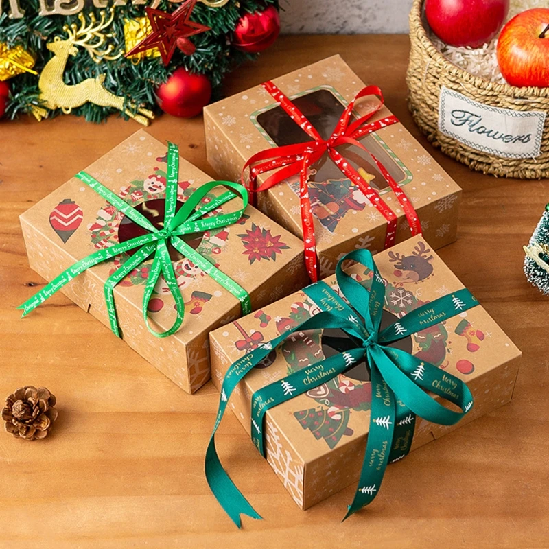 

10 Rolls 25 Yards Merry Christmas Printing Red Green Grosgrain Ribbon Roll for DIY Crafts Gift Wrapping Xmas Decoration