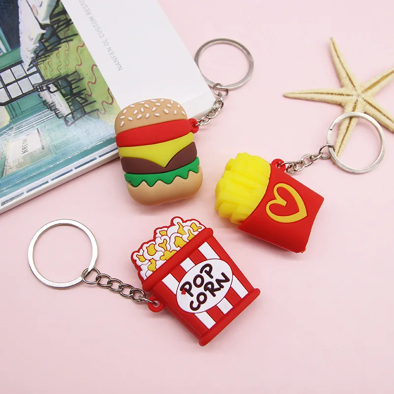 Новинка брелок для ключей из ПВХ в виде гамбургеров и попкорна|Брелоки| |