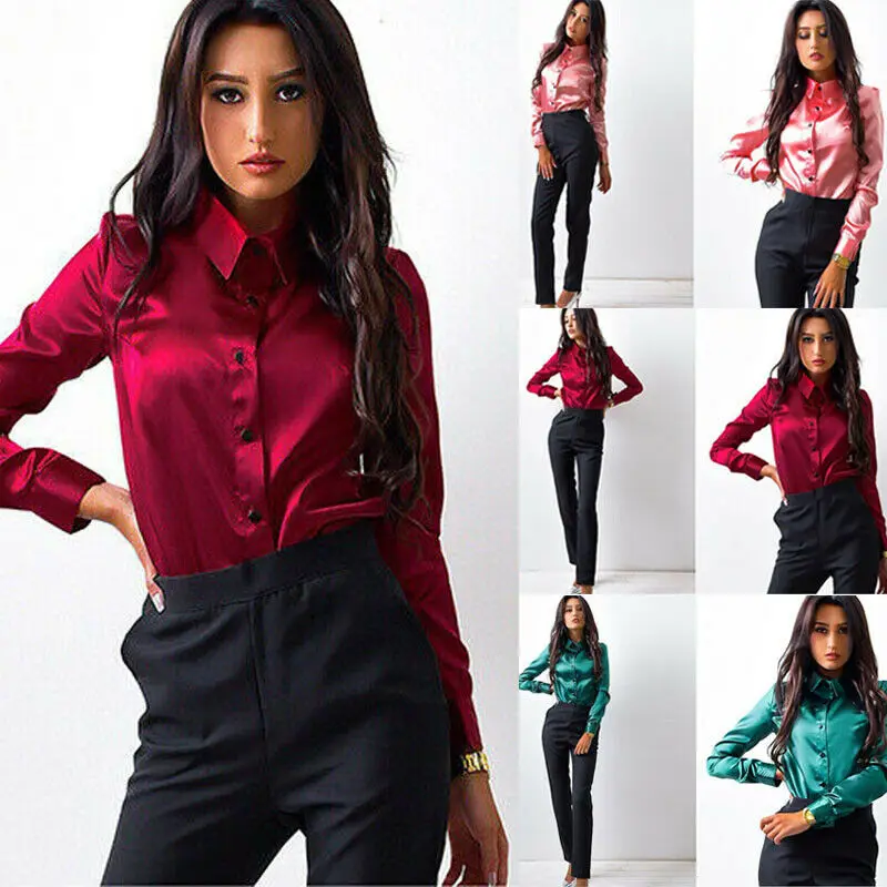 Женская блузка сезон осень-зима офисная одежда модные элегантные атласные