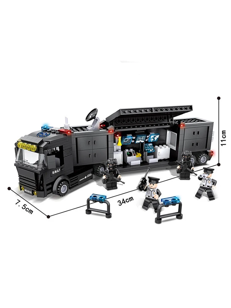 

437Pcs SWAT Command Vehicle Building Blocks Figures Bricks Sets Education Toys For Children Kids