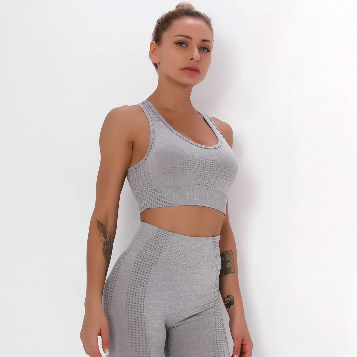 

Sports Bra High Elasticity Breathable Top Fitness Ladies Thickening Running Yoga Gym Jacquard Seamless Sports Bra