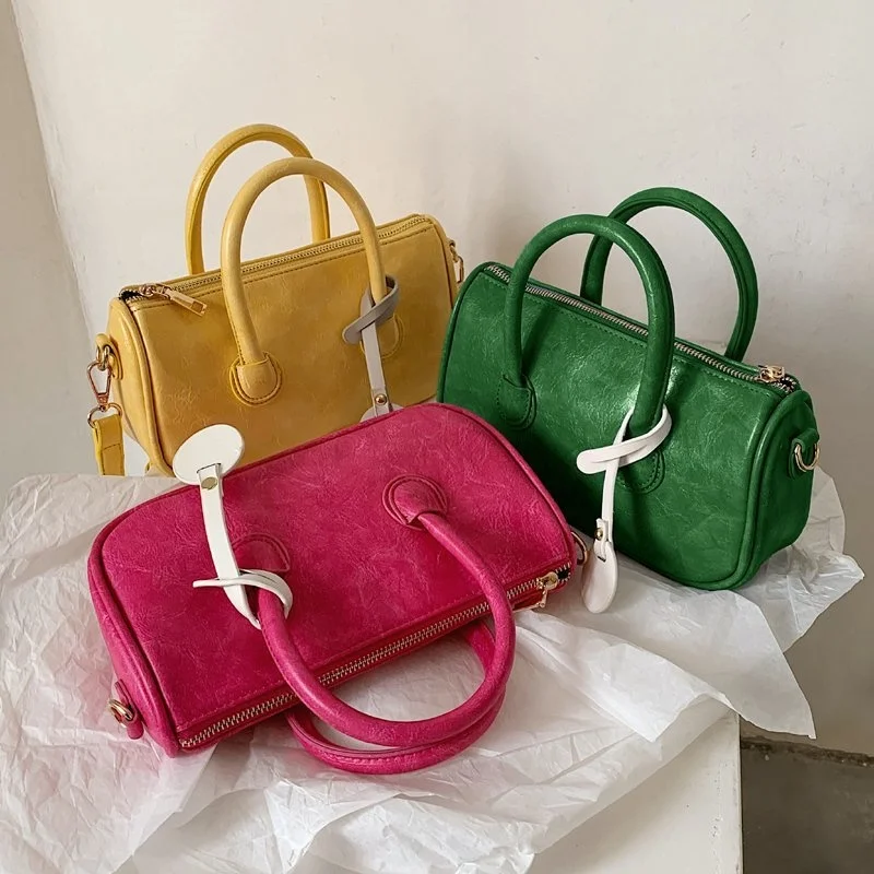 

Women Brand Handbag Candy Color Leather Crossbody Hand Bag Casual Satchel Fashion Cute Small Shoulder Bag Lady Clutches Purse