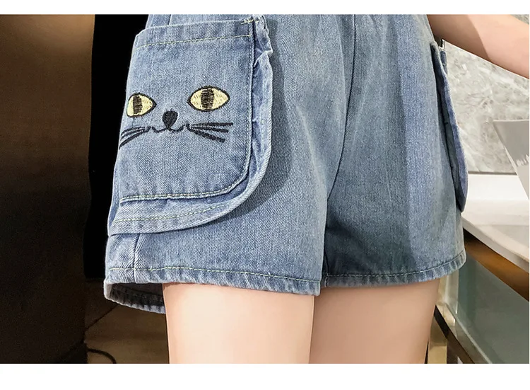 Женские джинсовые шорты широкие брюки большого размера с высокой талией и