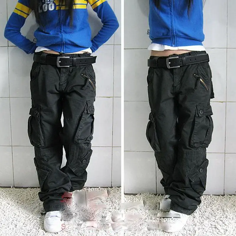 2021 New Cargo Cants Women  Hip Hop Loose Trousers Outdoor Multiple Pocket Baggy Leisure Female Cargo Pants