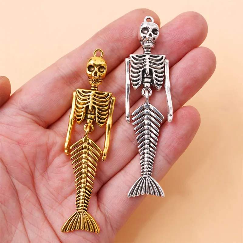 4 шт. Ретро Стиль рука регулируемый Русалка Скелет Кулон Панк ожерелья сделай сам
