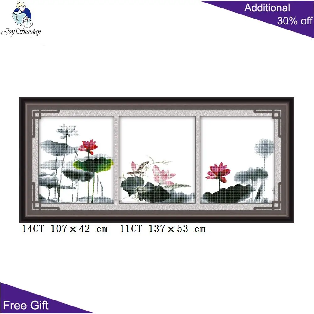 Домашний декор Joy Sunday Lotus H063 H182 H285 14CT 11CT Летние наборы для вышивки крестиком с