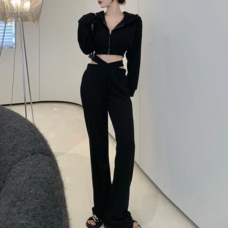 Женский Повседневный костюм из двух предметов пикантный пиджак топ + брюки с