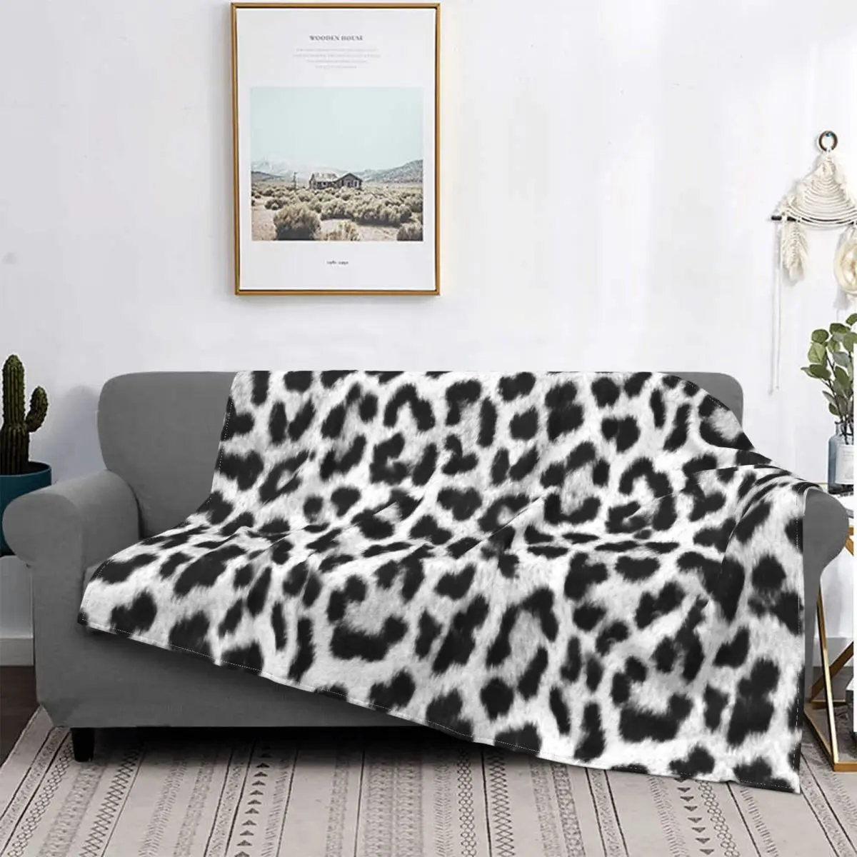 

Manta con estampado de leopardo en blanco y negro, a cuadros para cama colcha, manta Kawaii, fundas para cama de invierno