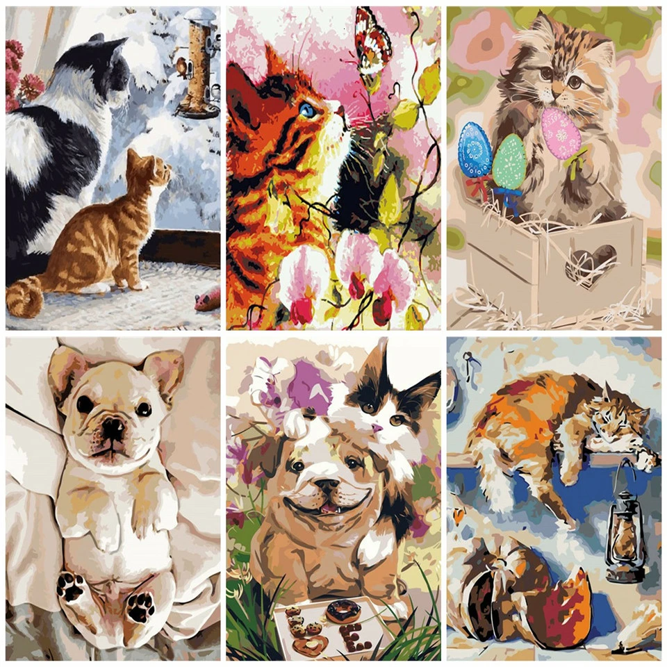 Картина AZQSD по номерам животное DIY Unframe ручная акриловая краска Раскраска на