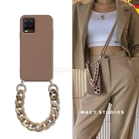 crossbody lanyard bracelet necklace marble chain case for realme 8 pro 7 6 c3 5 pro c21 find x2 lite a5 a9 2020 soft back cover