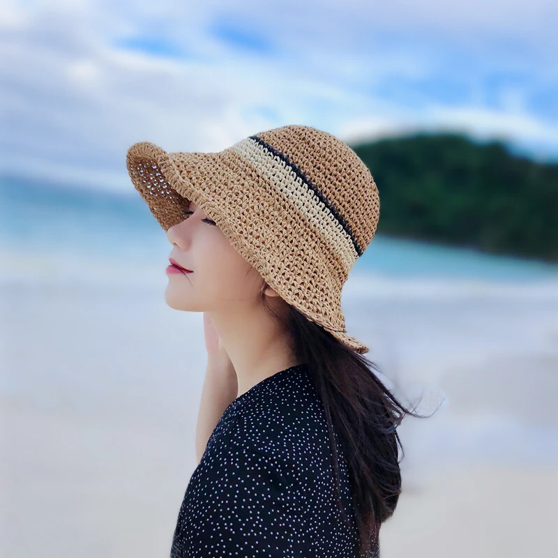 Травяная шляпа Женская Весенняя и летняя Рыбацкая Корейская версия пляжной